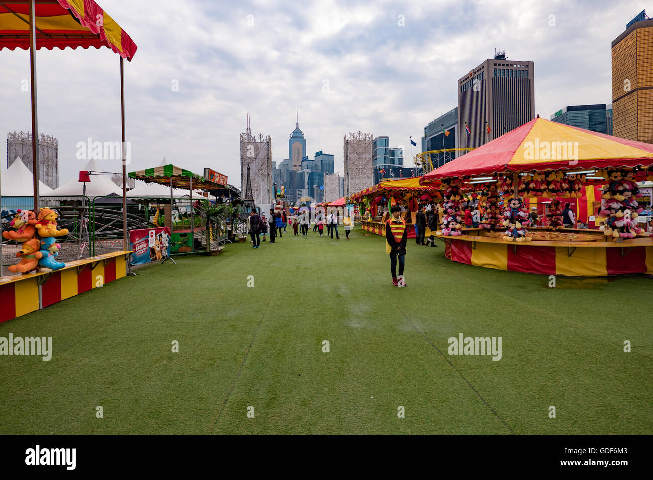 Fiera del divertimento al porto centrale di spazio per eventi, Hong Kong, Cina. Foto Stock