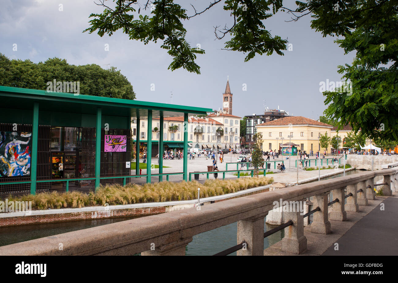Milano, Italia - Giugno, 05: Vista della darsena, darsena a Milano il 05 giugno 2016 Foto Stock