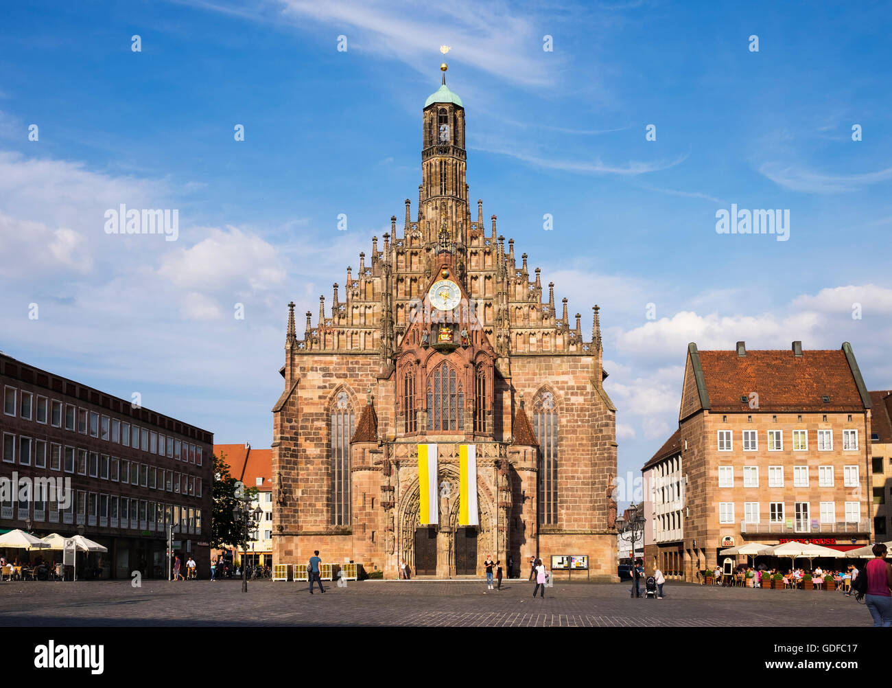 La Frauenkirche, la Chiesa di Nostra Signora, principale mercato, centro storico di Sebald, Norimberga, Media Franconia, Franconia, Bavaria Foto Stock