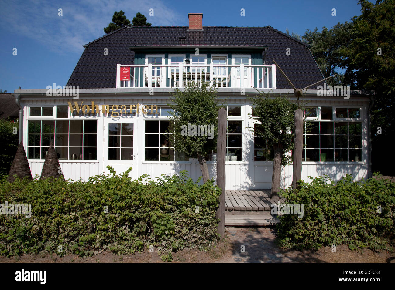 Veranda, Mar Baltico località di Ahrenshoop, Fischland, Meclemburgo-Pomerania Occidentale Foto Stock