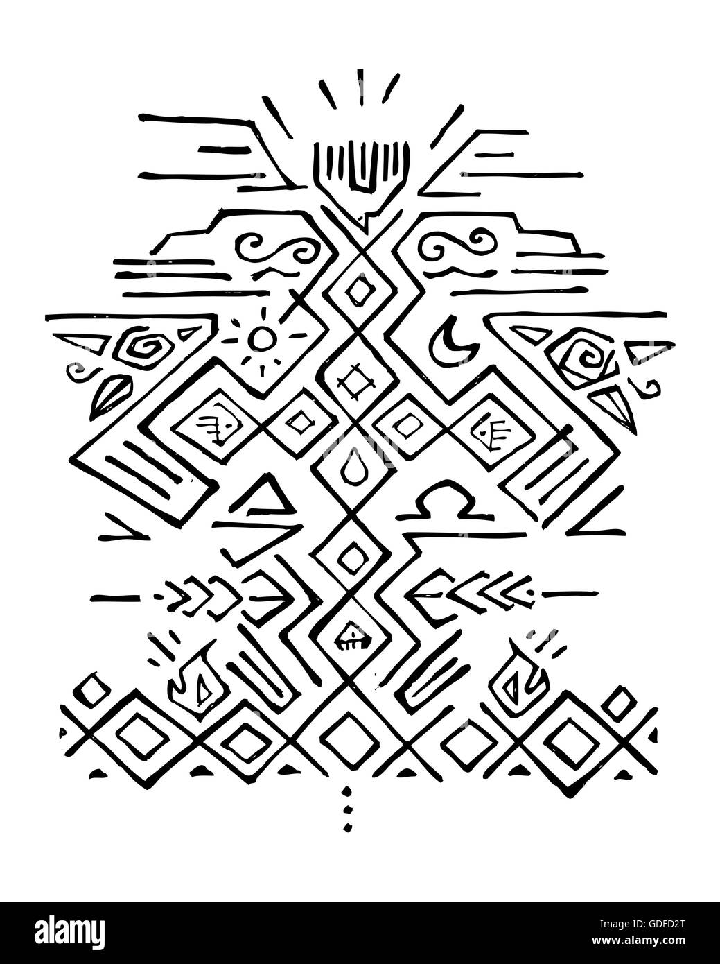 Disegnata a mano illustrazione vettoriale o di disegno di alcuni simboli religiosi Foto Stock