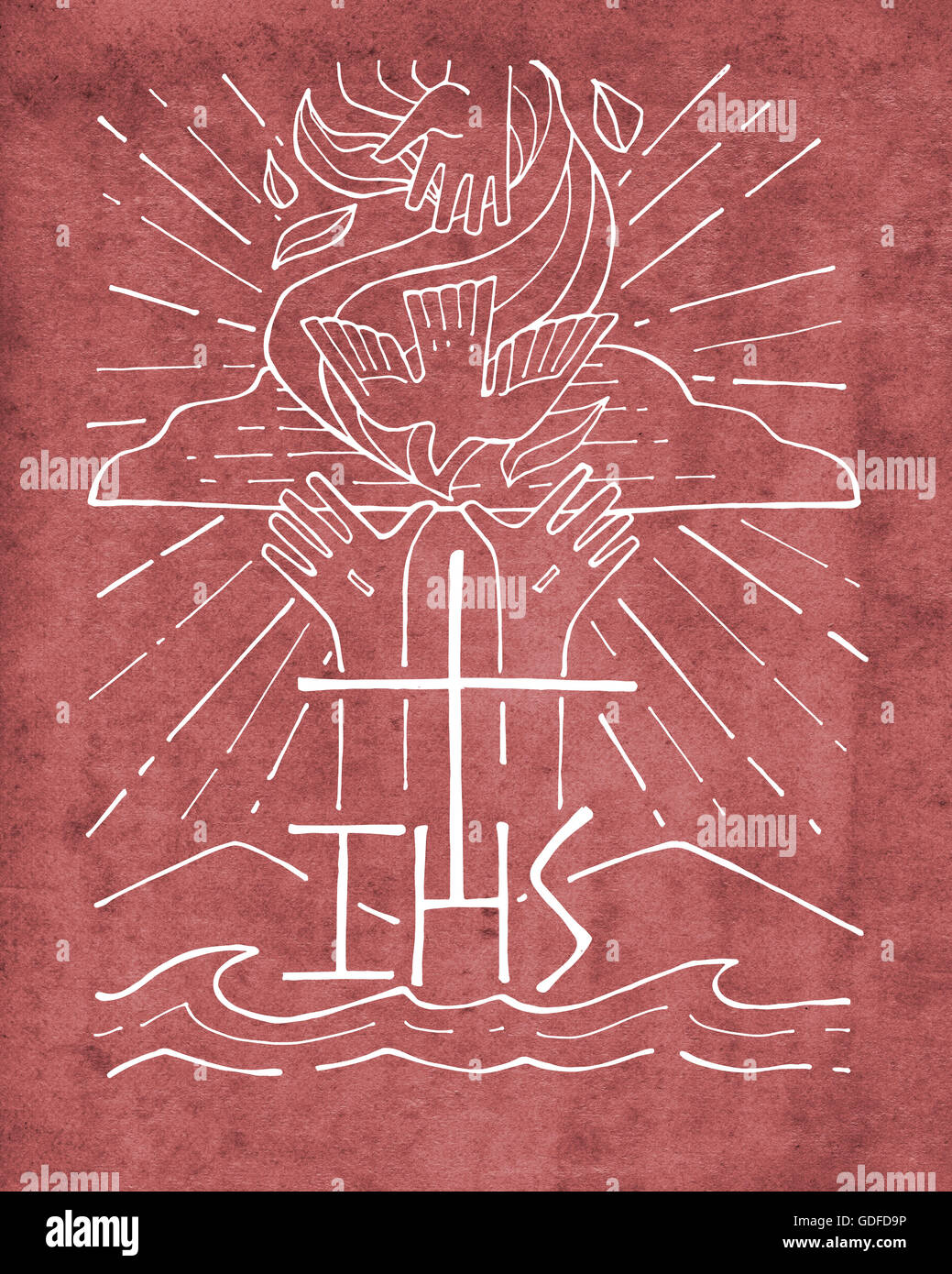 Disegnata a mano illustrazione vettoriale o di disegno di un Santo Ttinity Foto Stock