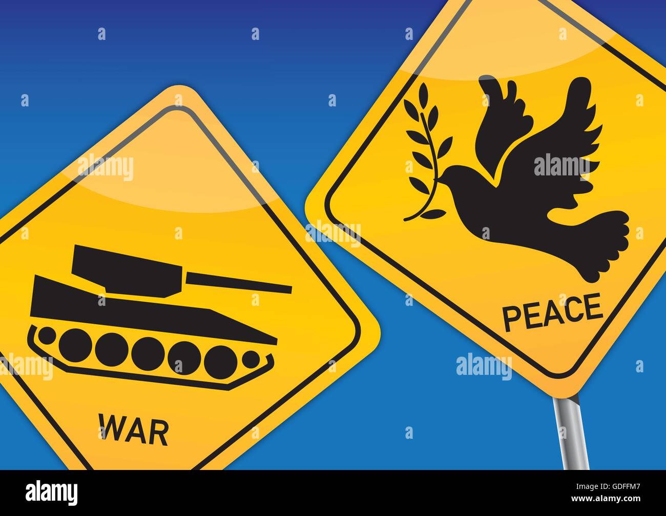 La guerra e la pace, Vektor illustrazione con le immagini delle icone Illustrazione Vettoriale