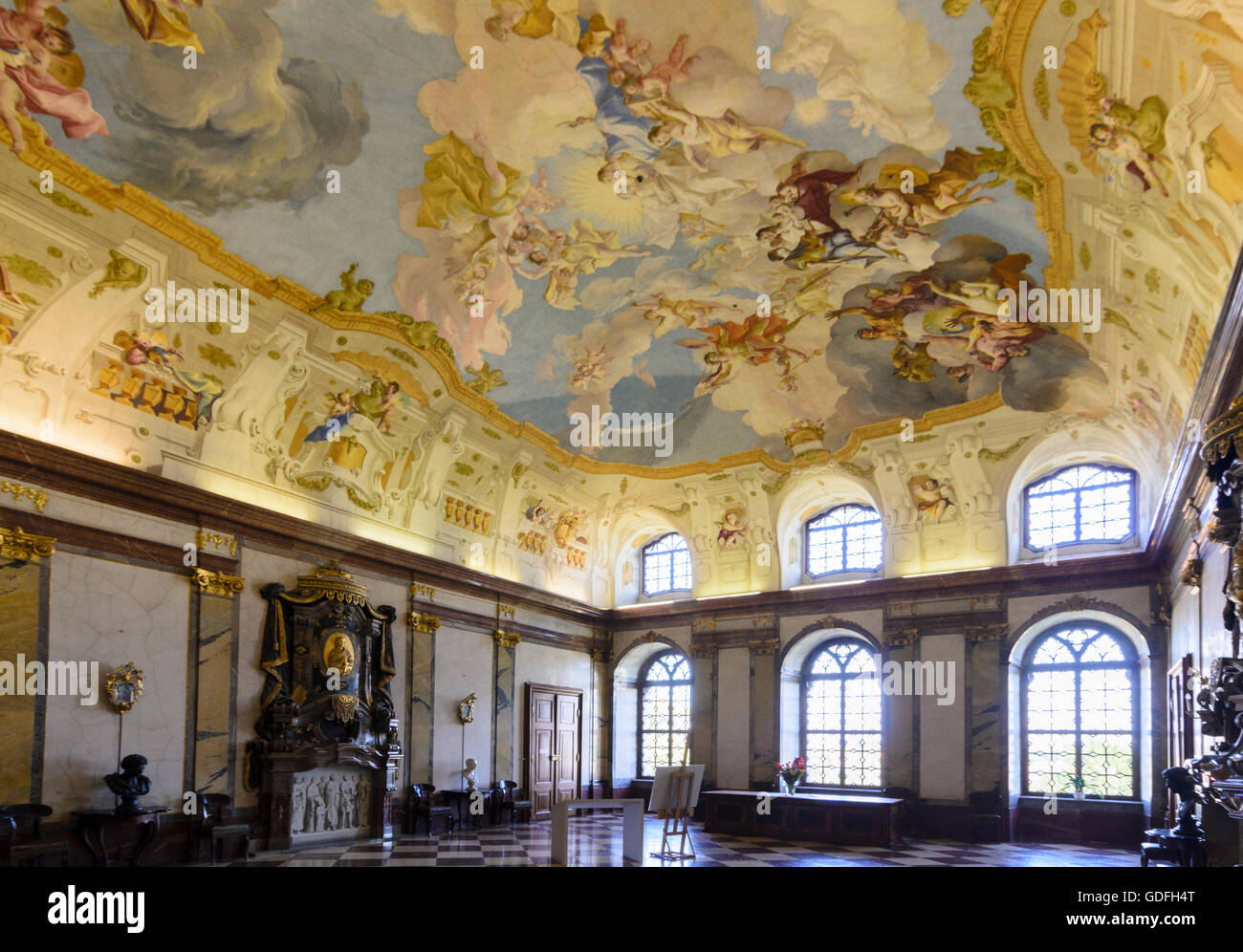 Seitenstetten: Marble Hall nel monastero Seitenstetten, Austria, Niederösterreich, Bassa Austria, Mostviertel Foto Stock