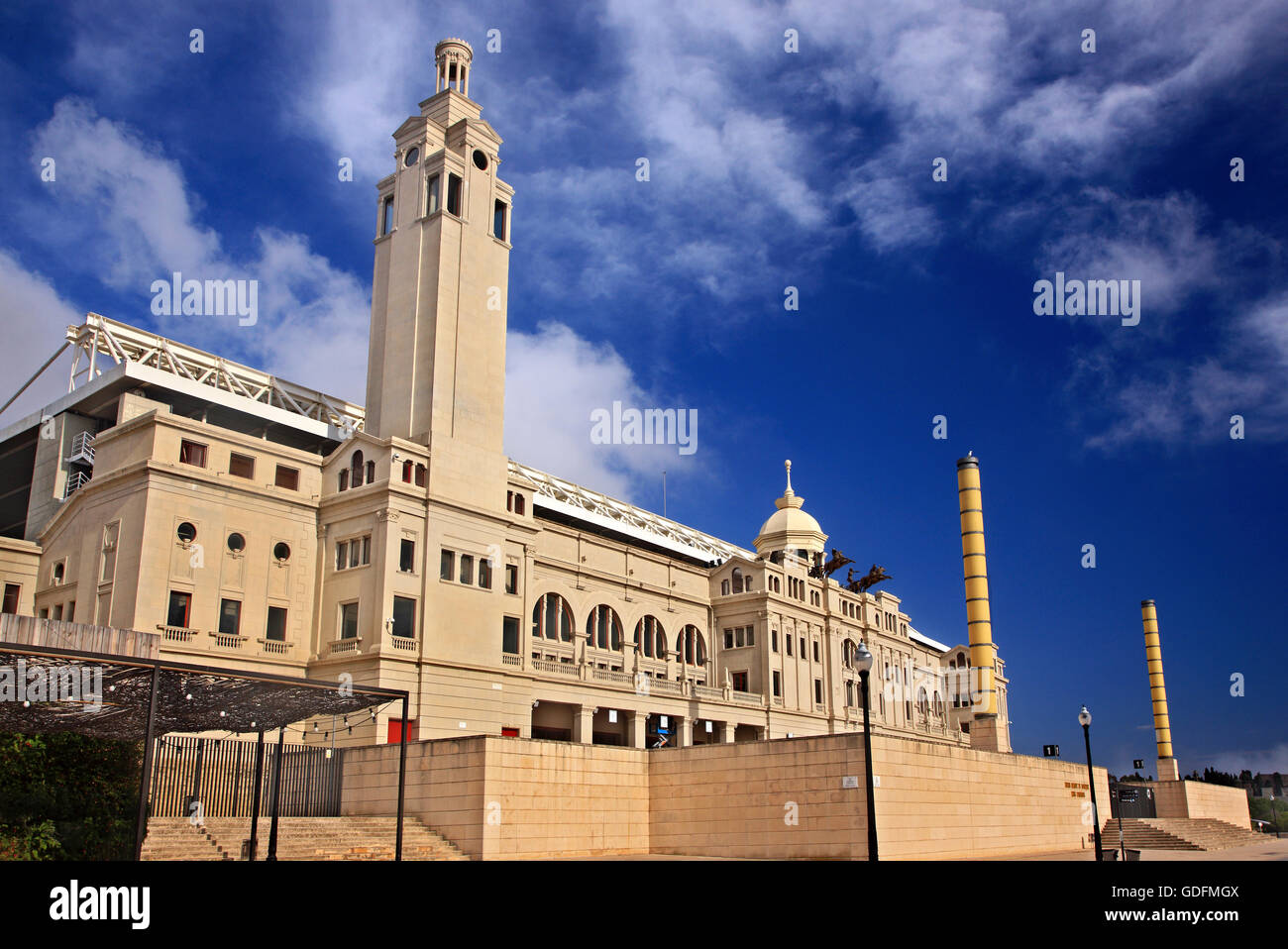 Lo Stadio Olimpico (Estadi Olimpic Lluis Companys), Montjuic Barcellona, in Catalogna, Spagna Foto Stock