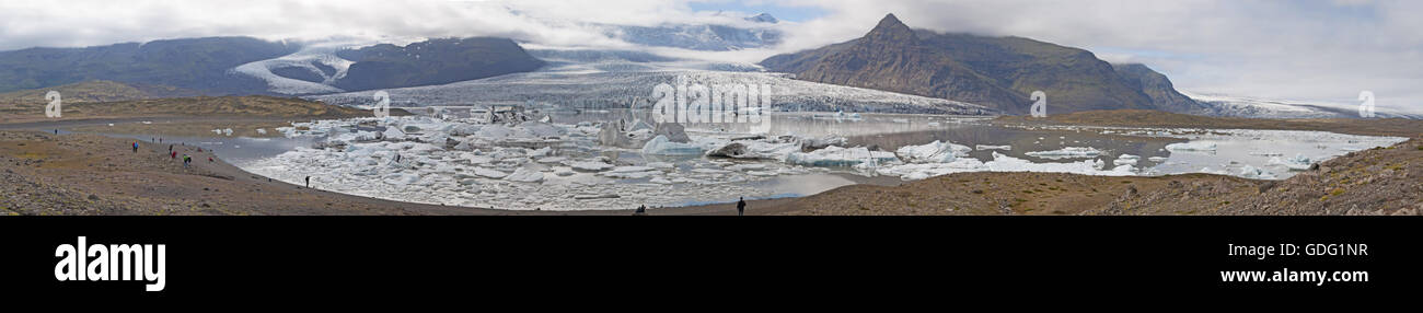 L'Islanda, Europa: dettagli del ghiaccio e l'iceberg galleggianti in Fjallsarlon laguna glaciale, lago glaciale all'estremità sud del ghiacciaio Vatnajokull Foto Stock