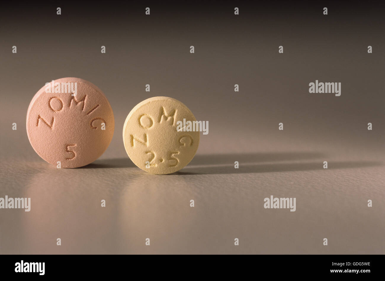 Prescrizione dei farmaci Zomig due exambles di dosaggio Foto Stock