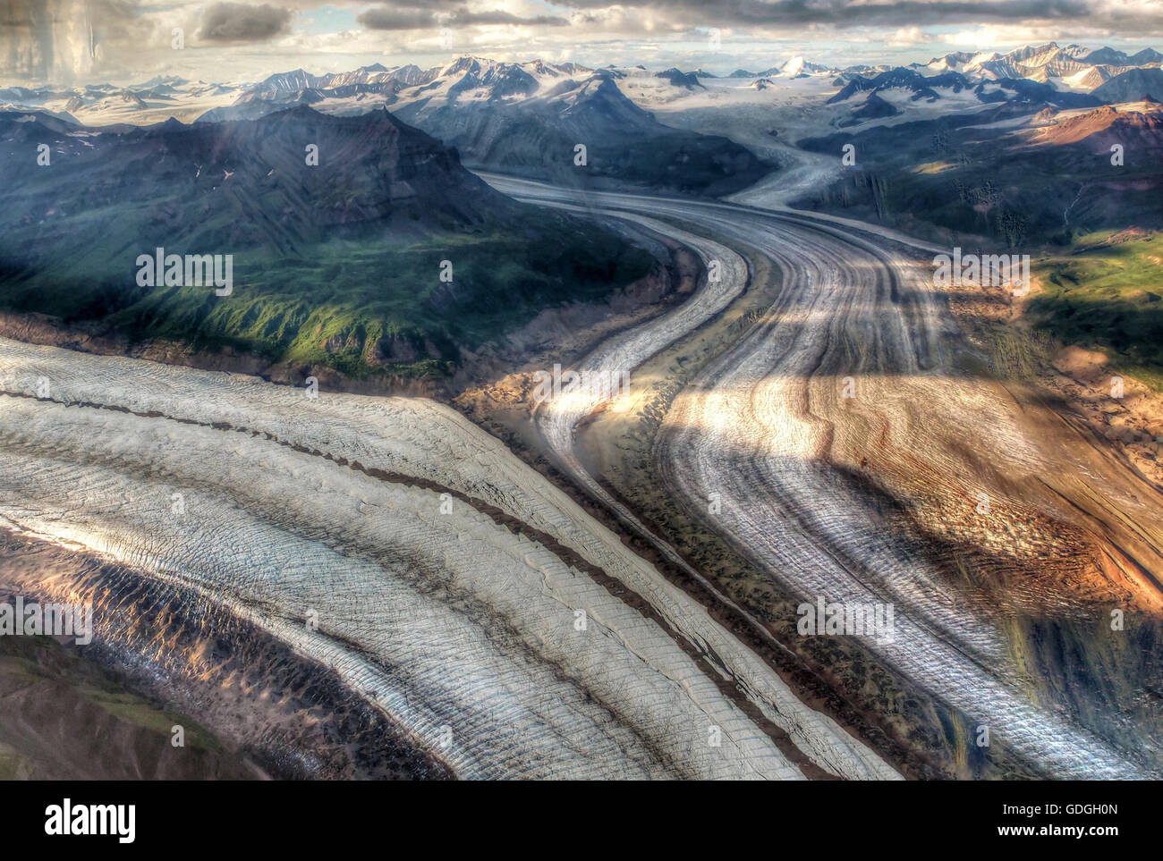 Wrangell,Wrangell-St. Elias,Parco Nazionale,Alaska, ghiacciaio, ghiacciaio alette,morene,morene,double ghiacciai,STATI UNITI D'AMERICA,natura, Foto Stock