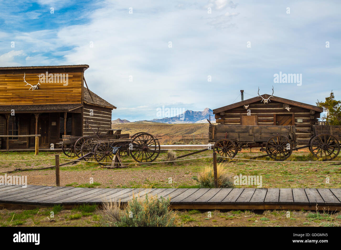 Vista della vecchia città trail in Cody Wyoming USA Foto Stock