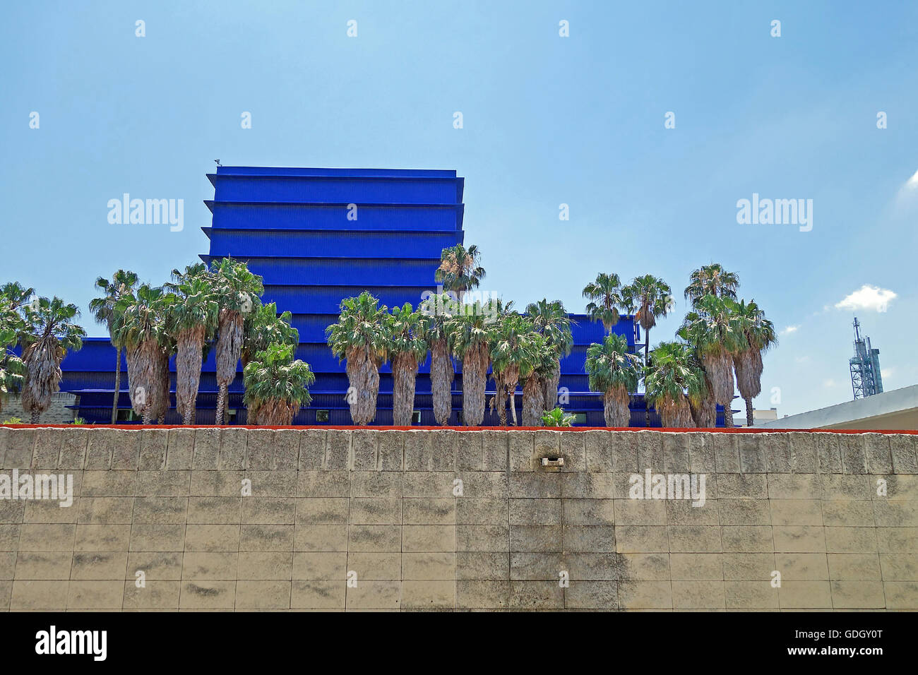 Lisbona, Portogallo - 16 giugno 2015: Camoes Theatre dietro palme. Esso ha cominciato ad essere utilizzato da Lisbona Symphony Orchestra. Foto Stock