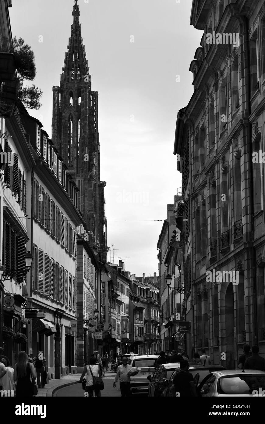 Street View nella Petite France di Strasburgo Foto Stock