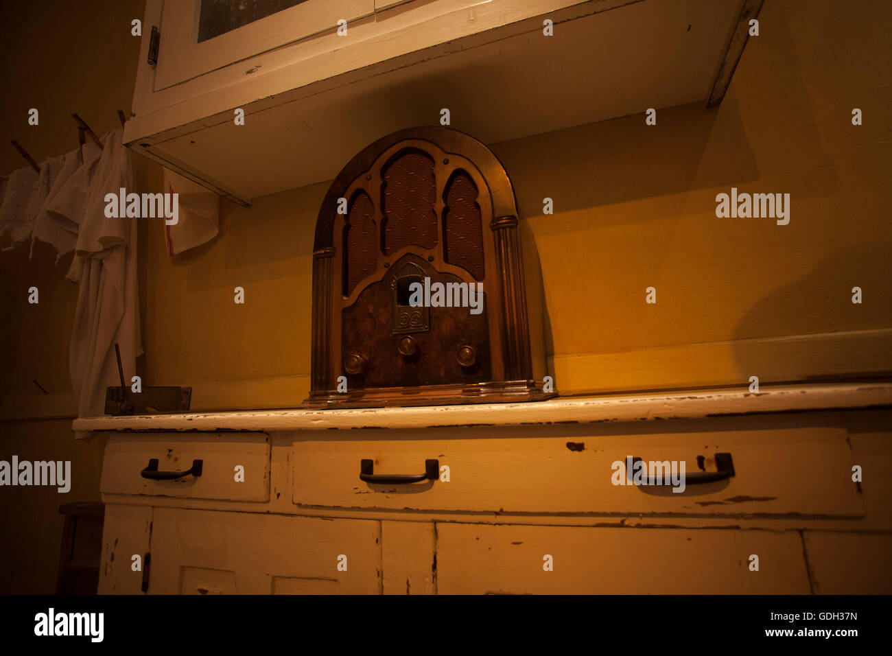 Visualizzazione interattiva di Franklin D. Roosevelt Presidential Library and Museum di Hyde Park, NY, dove il visitatore può ascoltare le registrazioni Foto Stock