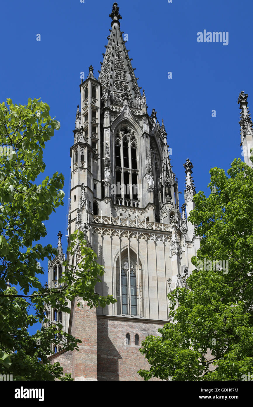 Ulm Minster, Torre, Ulm, Baden-Württemberg, Germania Foto Stock