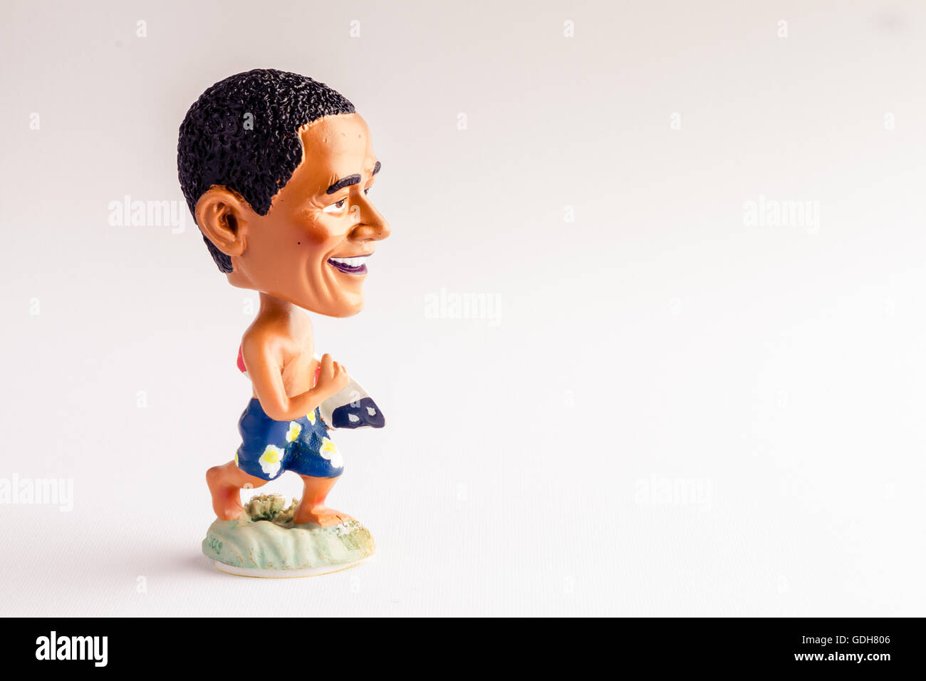 Barack Obama Hawaiian bobble giocattolo di testa Foto Stock