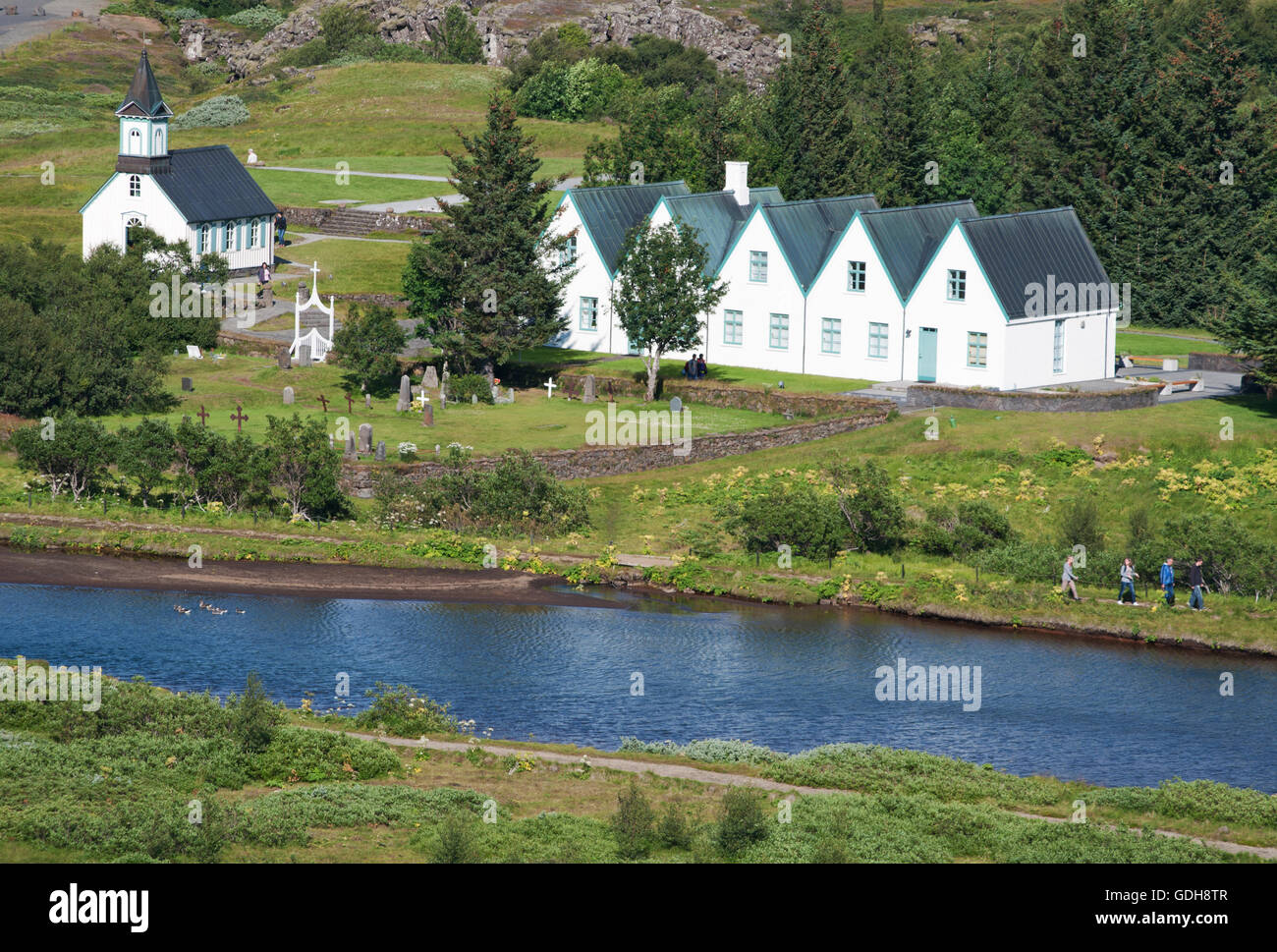 Islanda: Thingvellir national park, posizione chiave nella storia Islandese per il primo parlamento al mondo assemblato nel 930 d.c. Foto Stock