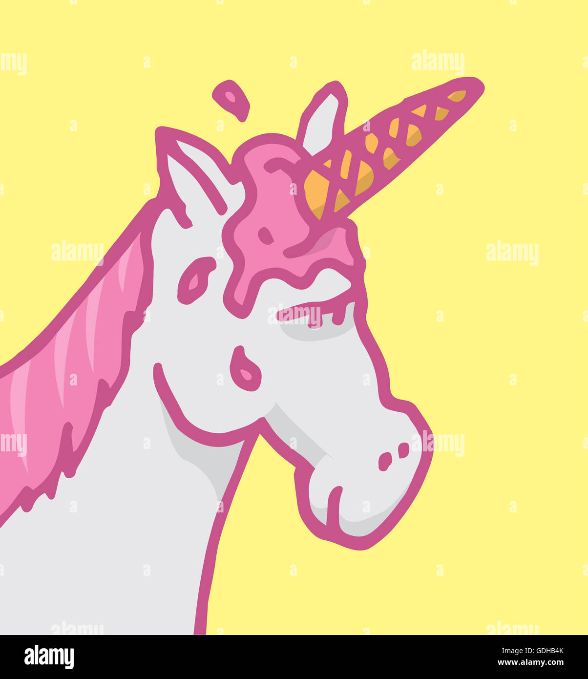 Fake unicorn con un cono sulla sua fronte Foto Stock