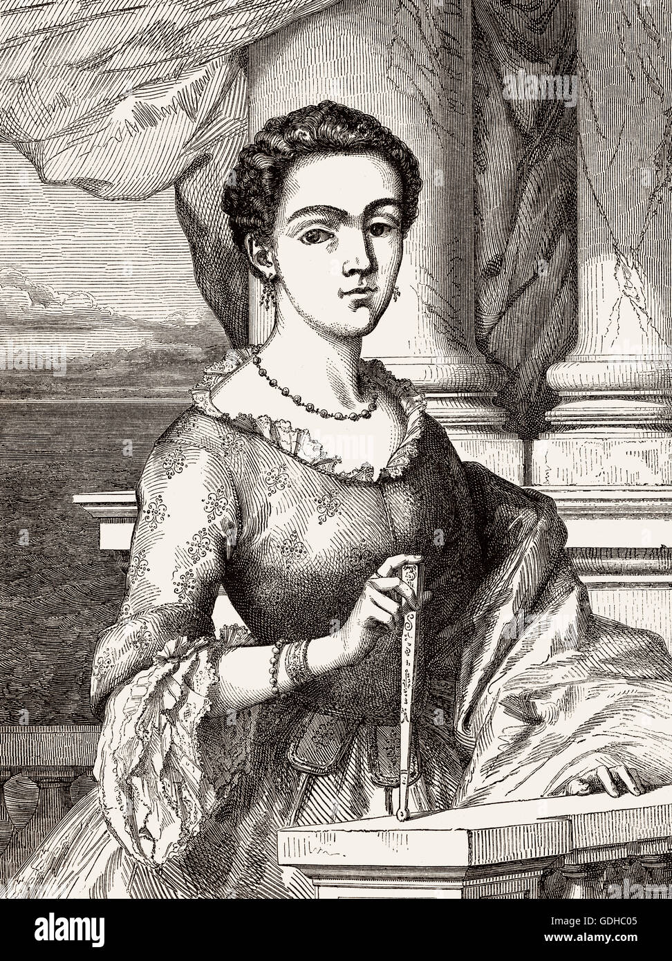 Isabel Godin des Odonais, 1728-1792, ha condotto una ricerca la spedizione per recuperare il marito Jean Godin, XVIII secolo Foto Stock
