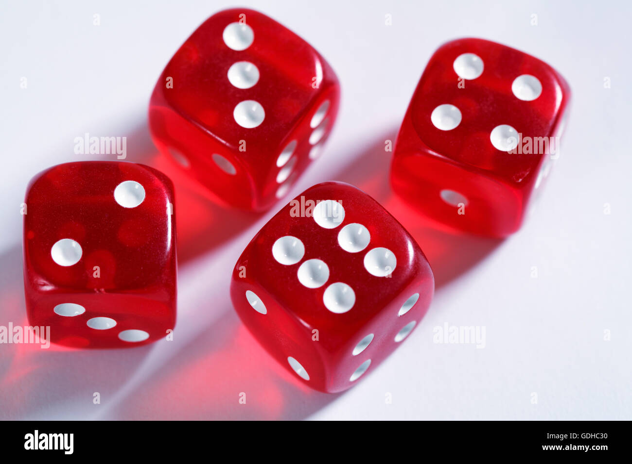 Red poker set di dadi Foto Stock