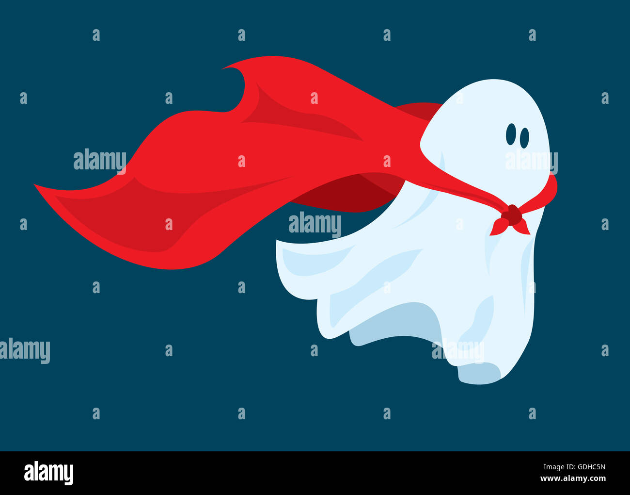 Illustrazione del fumetto di divertenti super hero ghost battenti con costume cape Foto Stock
