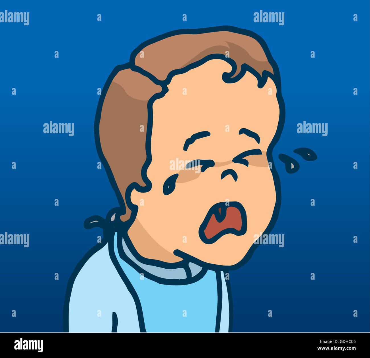 Cartoon illustrazione del bambino maschio gridando Foto Stock