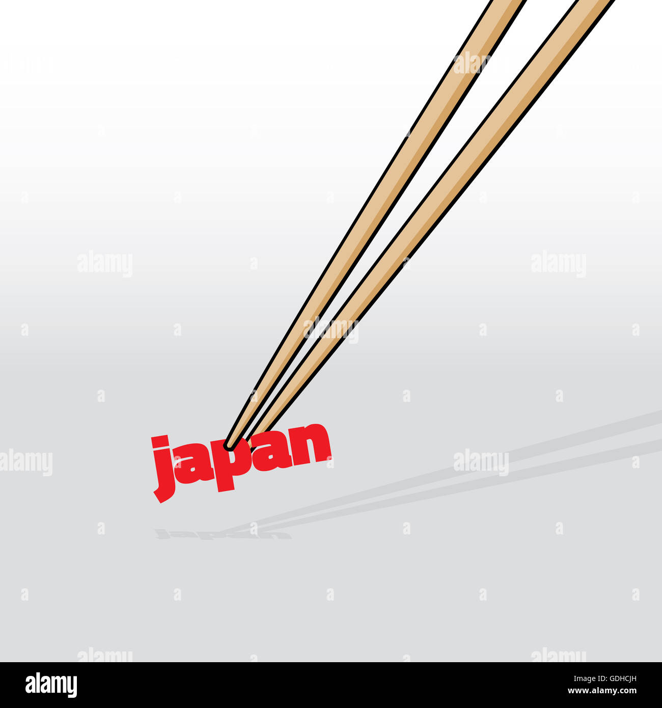Cartoon illustrazione delle bacchette di prendere una parola in Giappone il cibo Foto Stock