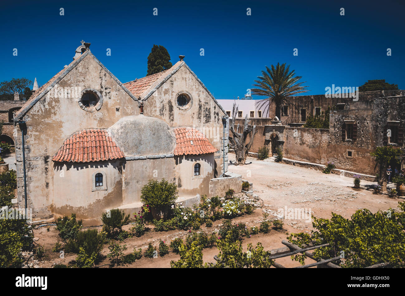 Arkadi monastero sull'isola di Creta, Grecia. Ekklisia Timios Stavròs - Moni Arkadiou in greco. Si tratta di un veneziano chiesa barocca. Foto Stock