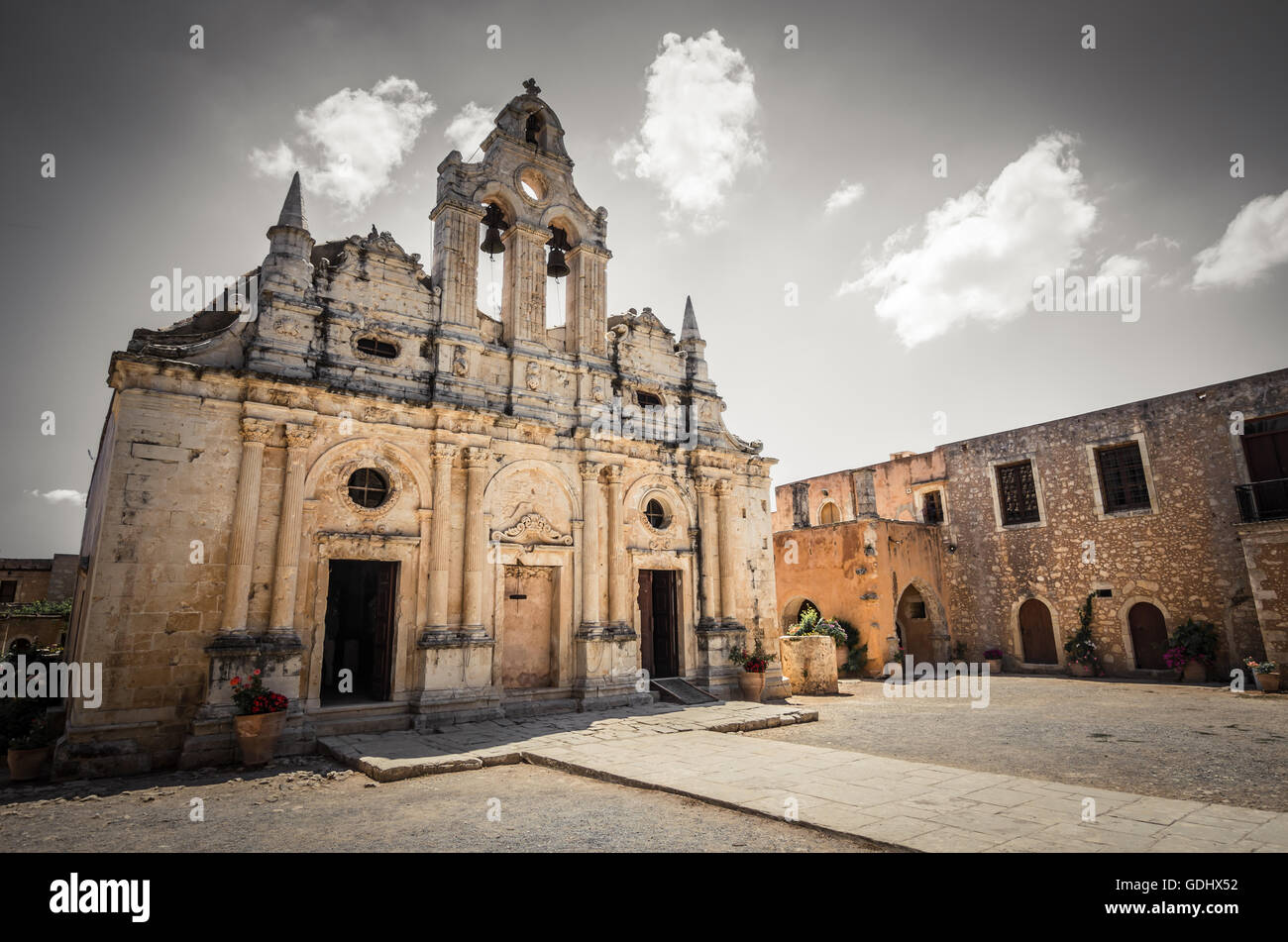 Arkadi monastero sull'isola di Creta, Grecia. Ekklisia Timios Stavròs - Moni Arkadiou in greco. Si tratta di un veneziano chiesa barocca. Foto Stock