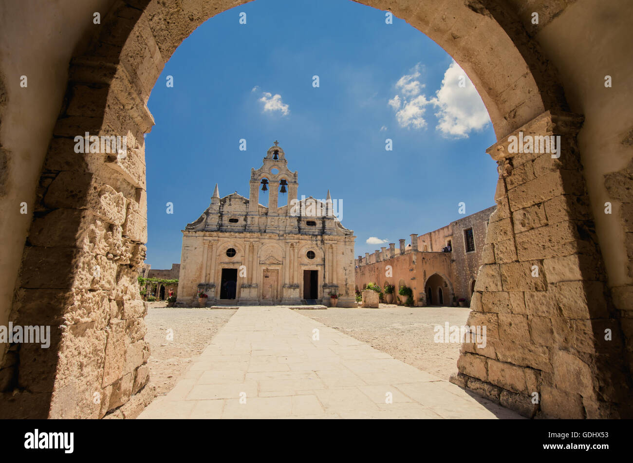 Arkadi monastero sull'isola di Creta, Grecia. Ekklisia Timios Stavròs - Moni Arkadiou in greco. Si tratta di un veneziano chiesa barocca. Foto Stock