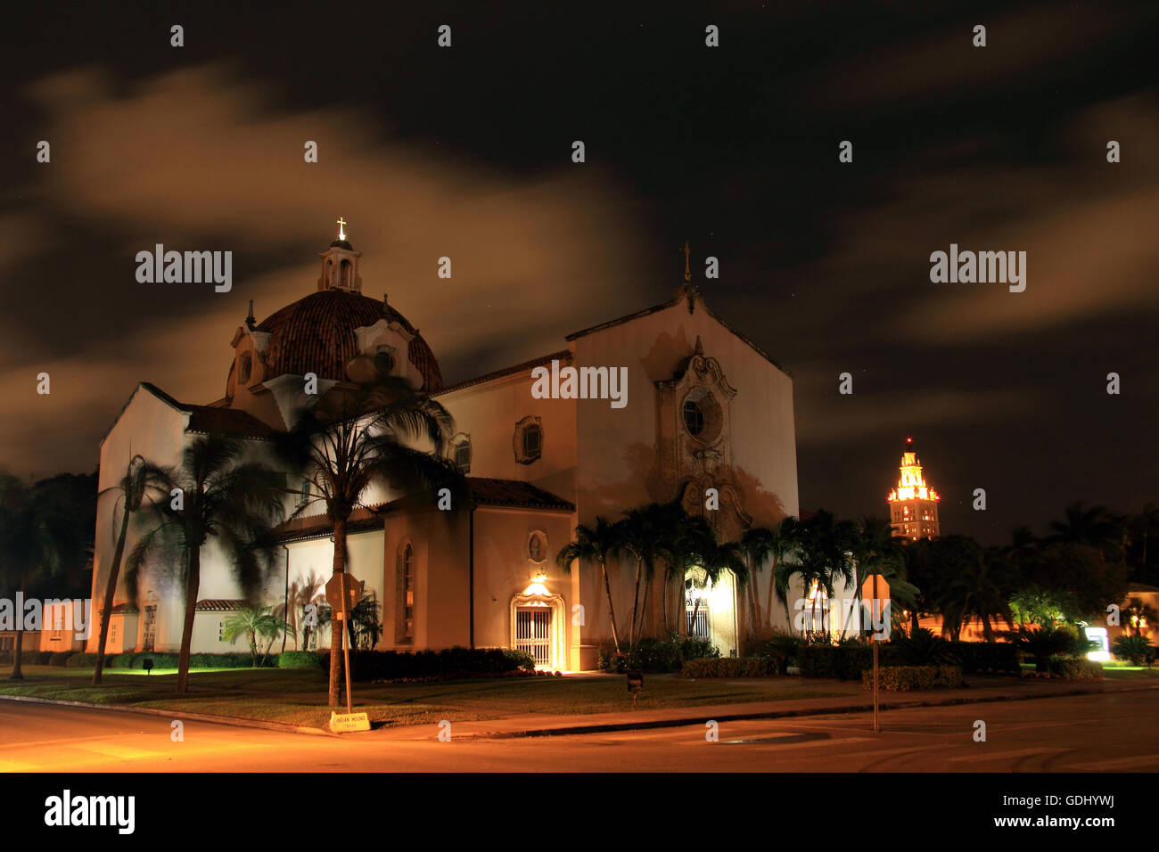 Architettura storica nella città di Coral Gables, Florida Foto Stock
