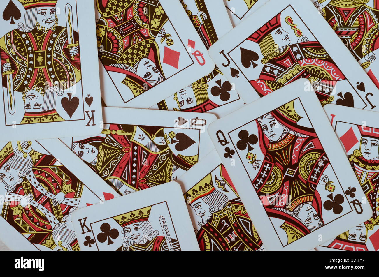 Il Poker il seme della carta - Il re e la Regina e Jack Card. Foto Stock