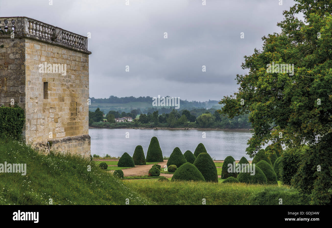 Parco del Château de Vayres, Vayres, Entre-deux-mers, Gironde, Francia Foto Stock