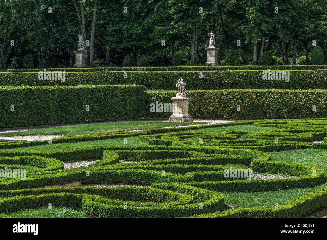 Park + castello Château de Malle, Preignac, Gironde, Francia Foto Stock