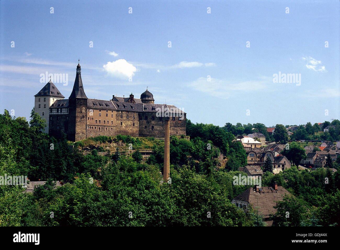 Geografia / viaggi, in Germania, in Sassonia, Mylau, Mylau Castello, costruito: 1180, vista esterna, Foto Stock