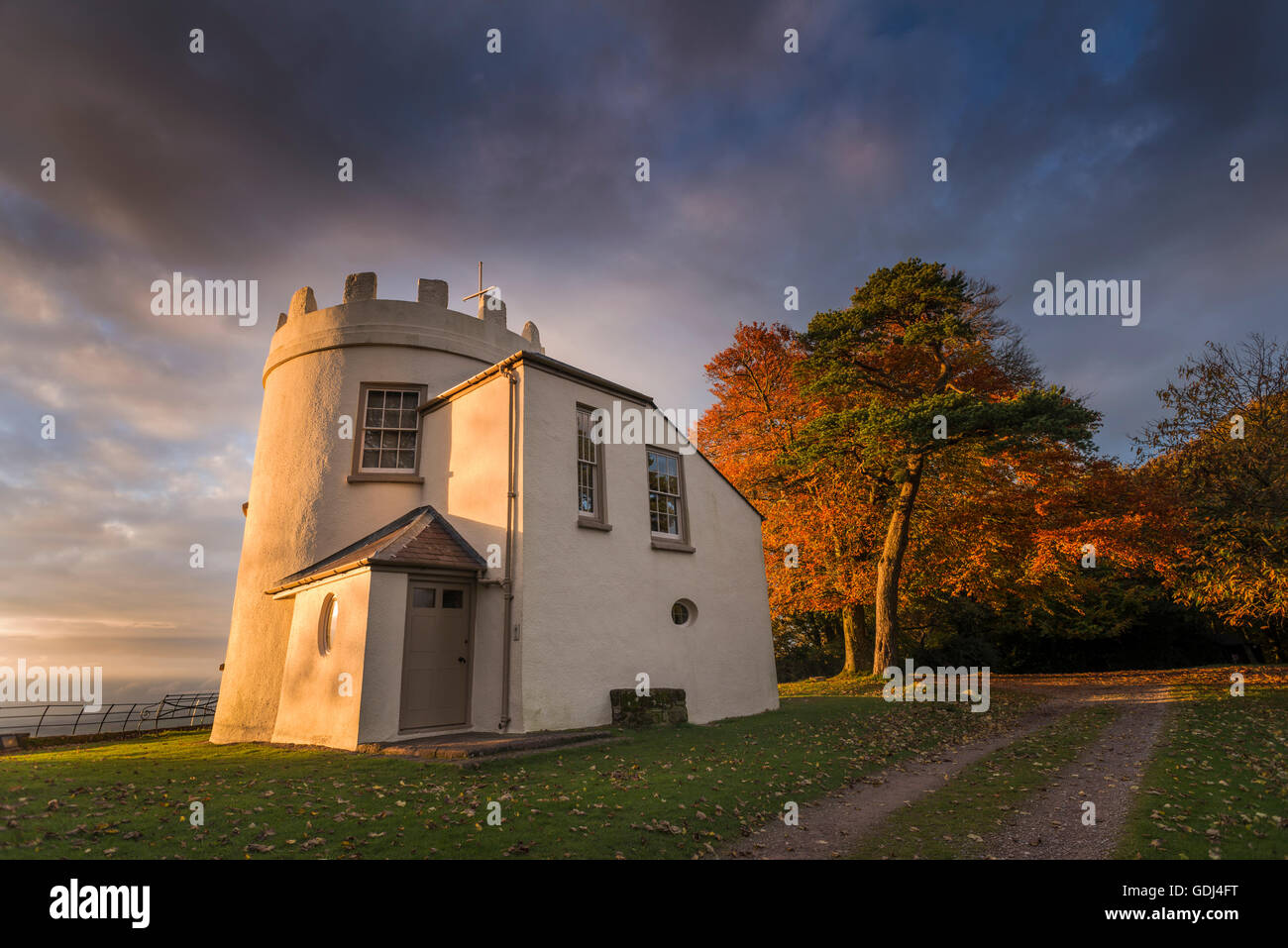 Il Roundhouse sulla sommità della collina Kymin, Monmouth, Monmouthshire, Regno Unito Foto Stock
