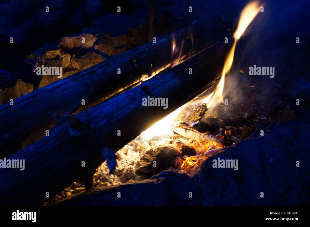 Dettagliato sfondo fuoco full HD ,slow motion, seamless loop. Foto Stock