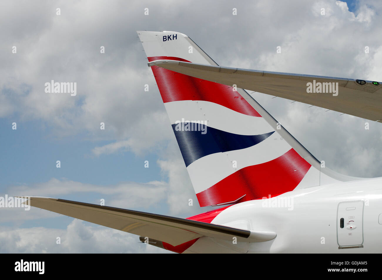 Logo della British Airways sulla coda di un aeromobile Foto Stock