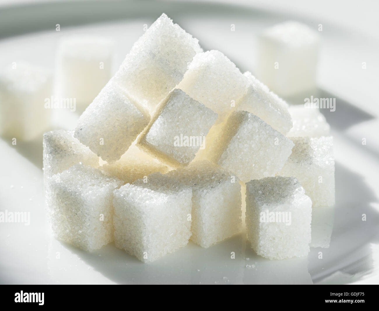 Immagine ravvicinata di bianco zucchero di raffineria. Foto Stock