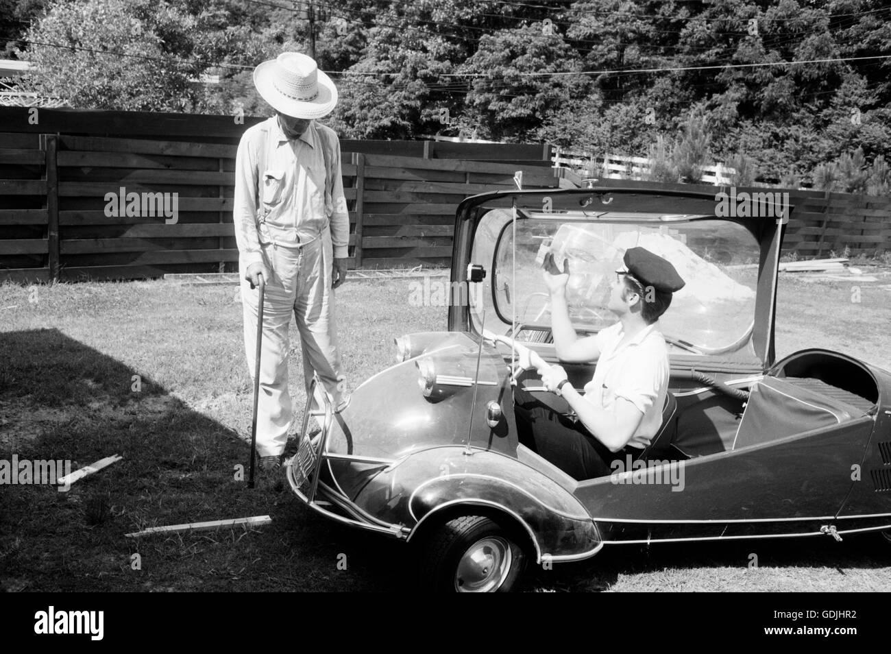 Elvis con il suo Messerschmitt Microcar, 1956 Foto Stock