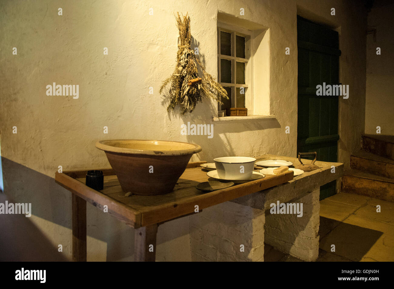 Vecchia cucina a Quarry Bank Mill in Styal Cheshire. Foto Stock