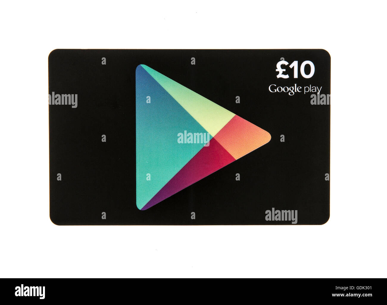 Google Play Card su sfondo bianco Foto Stock