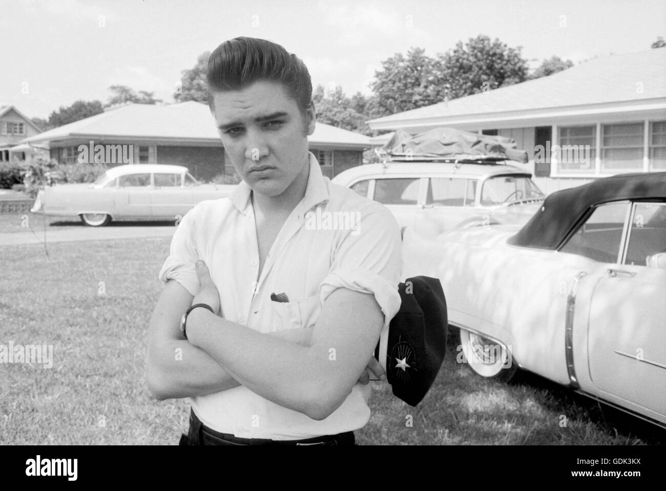 Elvis Presley in casa, 1956 Foto Stock