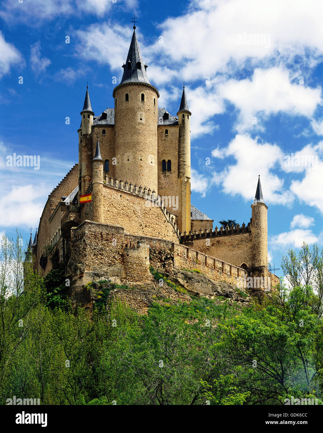 Geografia / viaggi, Spagna, Segovia, Alcazar, castello costruito: XI secolo, vista esterna, Foto Stock
