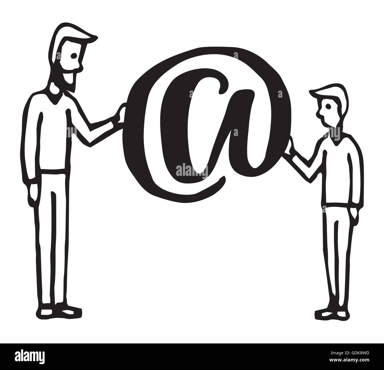 Cartoon illustrazione del padre e figlio azienda al simbolo Foto Stock