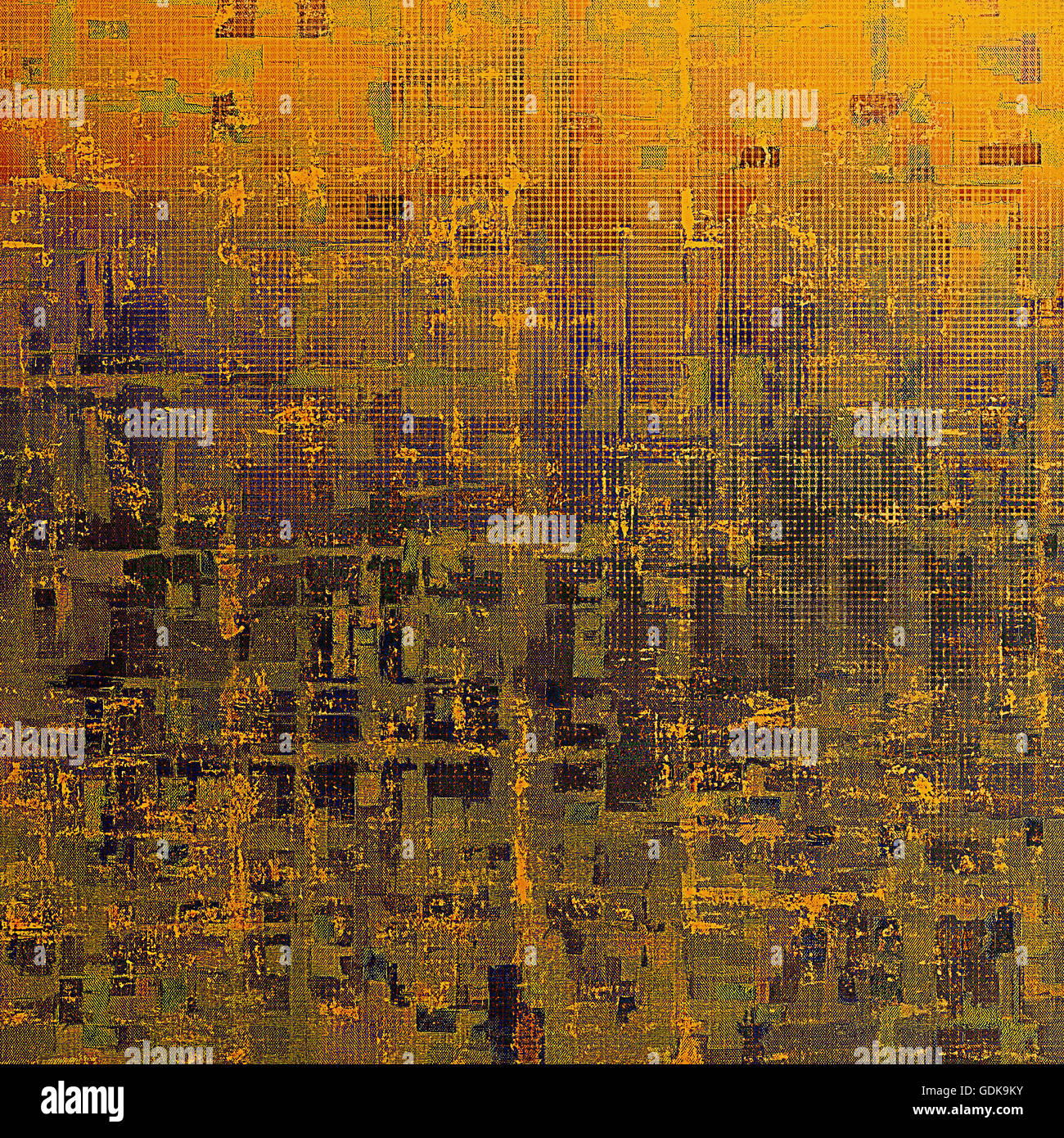 Il vecchio sfondo con grunge di elementi decorativi. Composizione retrò per il vostro design. Con diverse configurazioni di colore: giallo (beige); Marrone; grigio; verde; rosso (arancione); viola (viola) Foto Stock