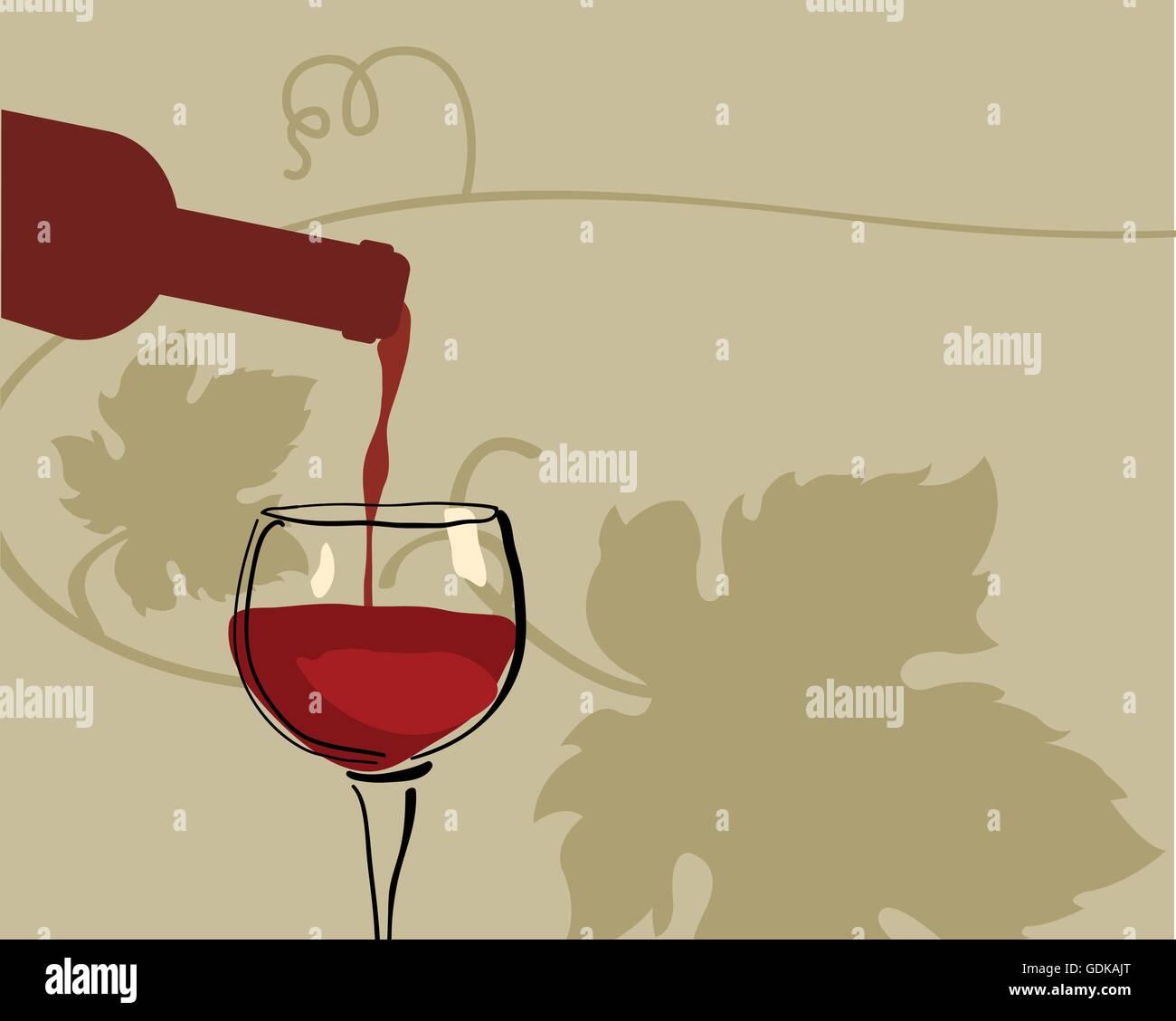 Bicchiere di vino rosso con uve Illustrazione Vettoriale