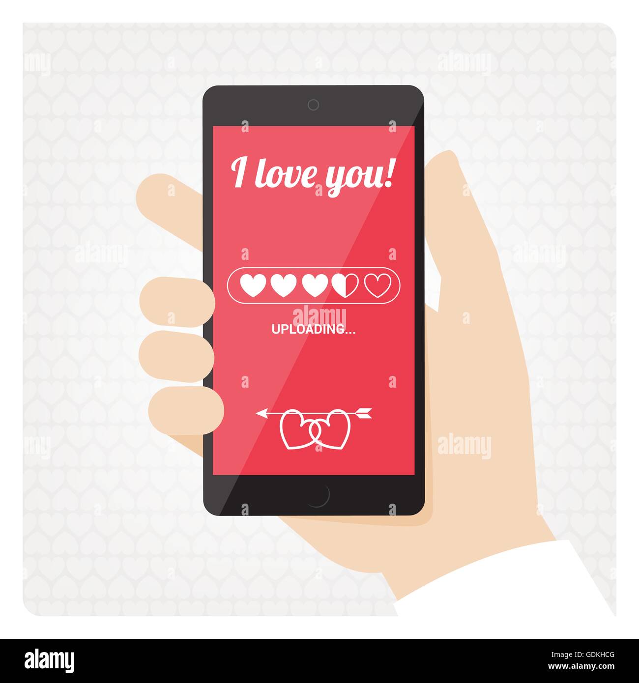 San Valentines telefono cellulare con il messaggio di amore Illustrazione Vettoriale