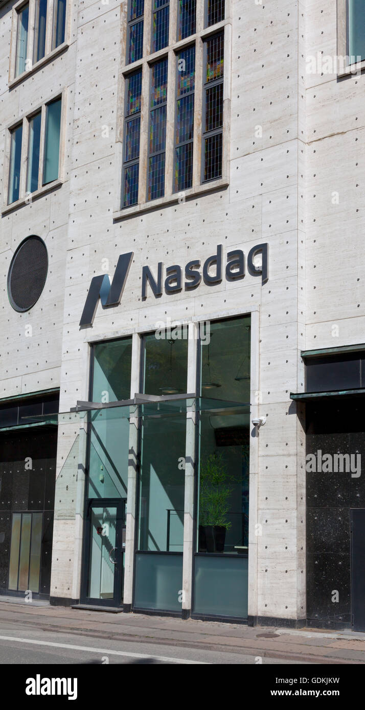 Ingresso e anteriore del Nasdaq Stock Market Building a Copenhagen, in Danimarca. Foto Stock