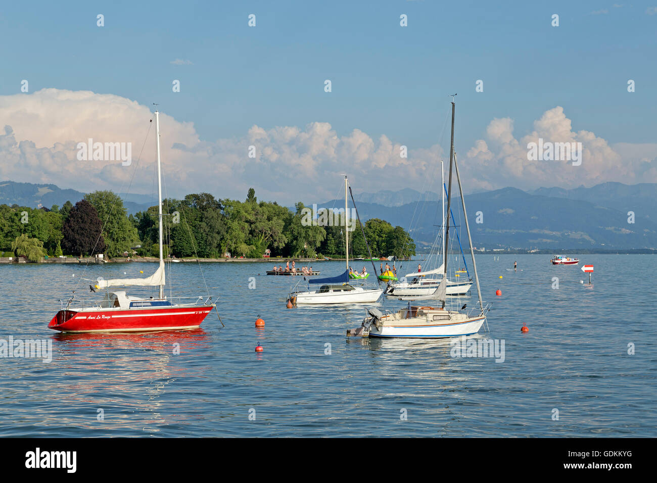 Barche a vela Wasserburg, Lago di Costanza, Baviera, Germania Foto Stock