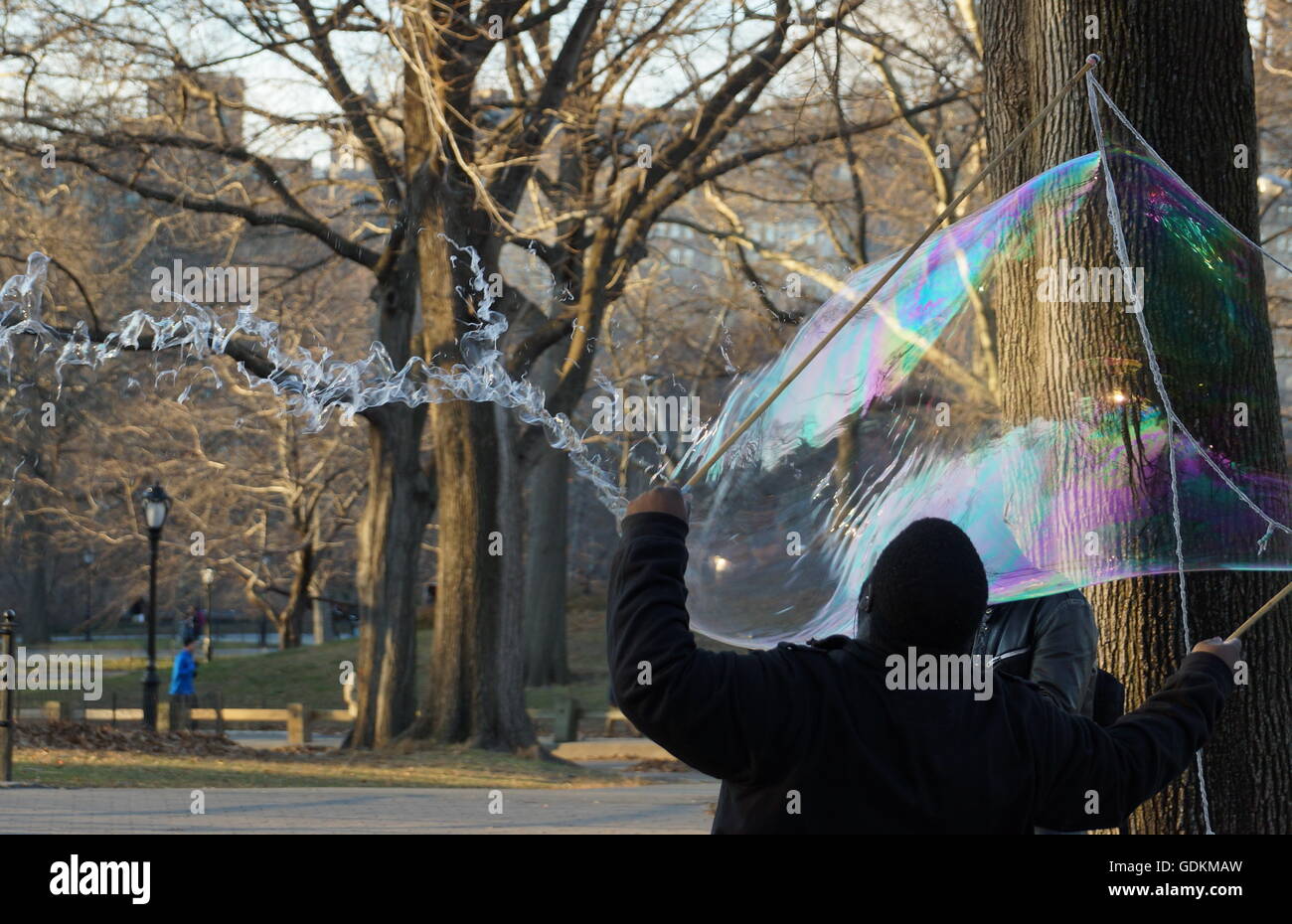 Bolla gigante scoppio in Central Park di New York City, New York, Stati Uniti d'America Foto Stock