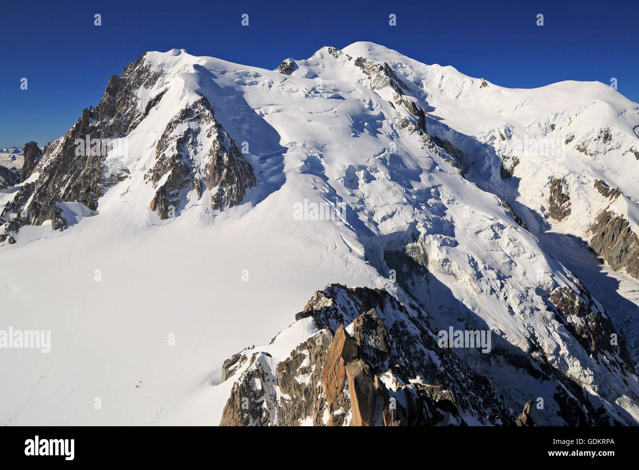 Mont Blanc vista da Aiguille du Midi, Francia Foto Stock
